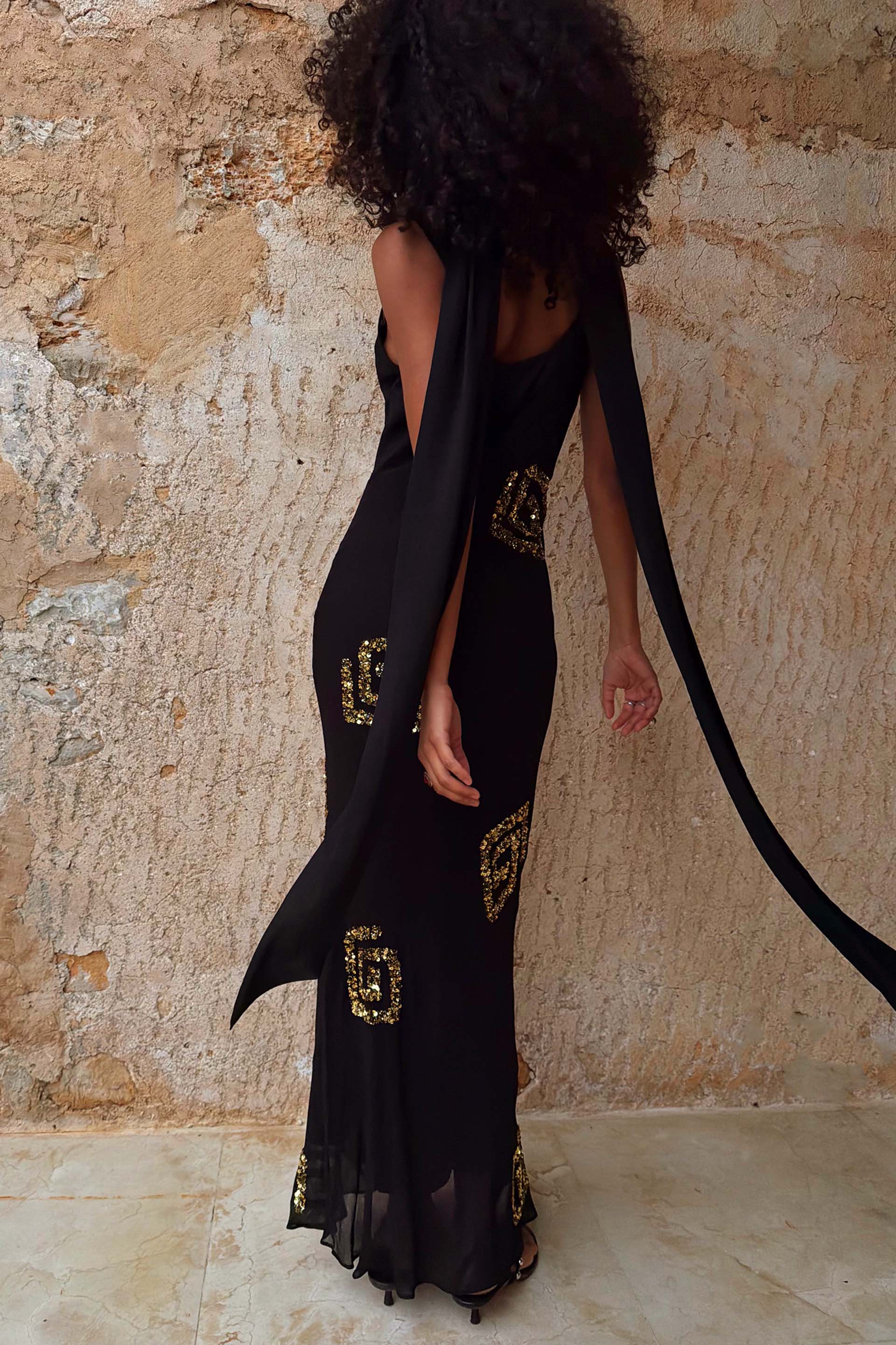 Black & Gold Simona Dress - Image 4