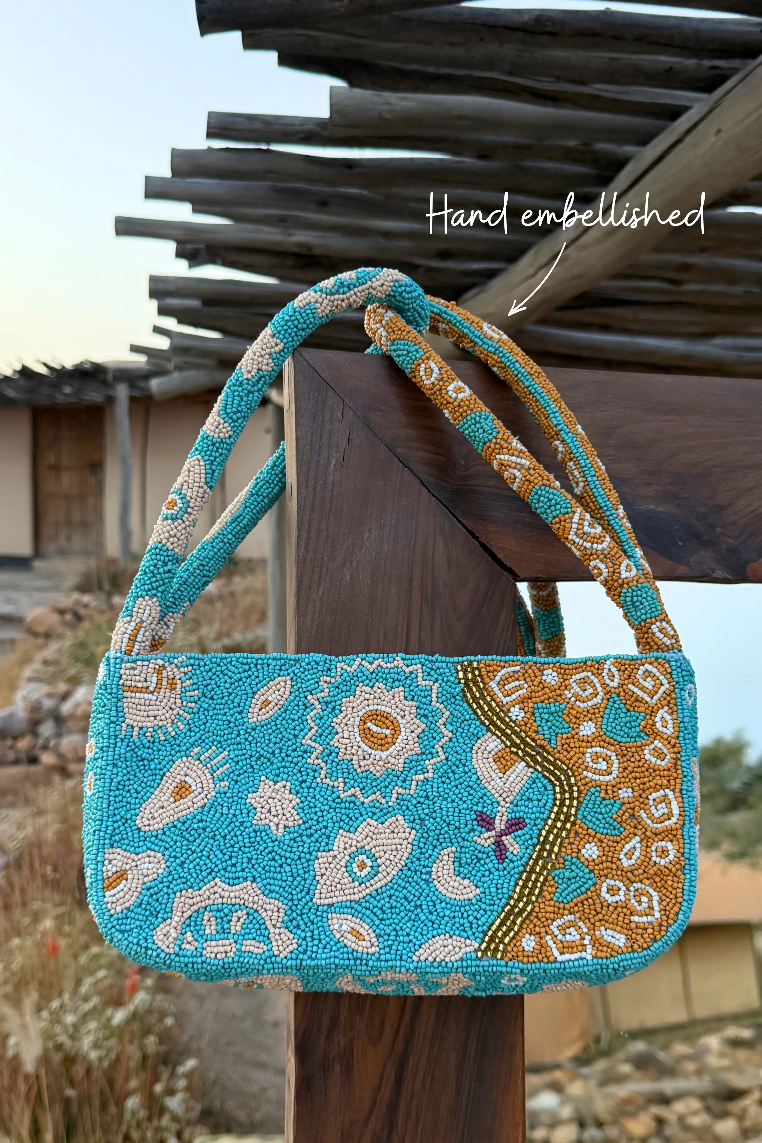 Blue and Yellow Morocco Beaded bag - Image 3