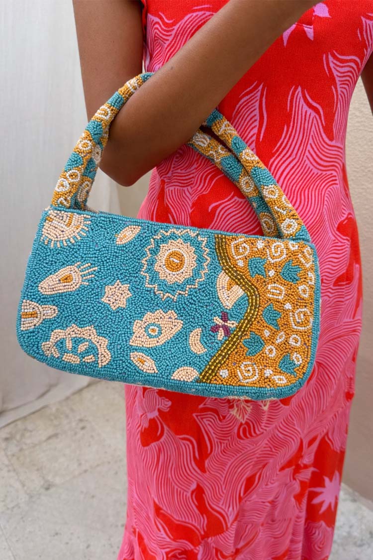 Blue and Yellow Morocco Beaded bag - Image 6