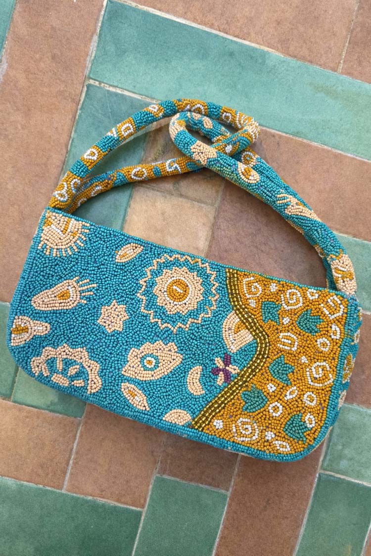 Blue and Yellow Morocco Beaded bag - Image 7