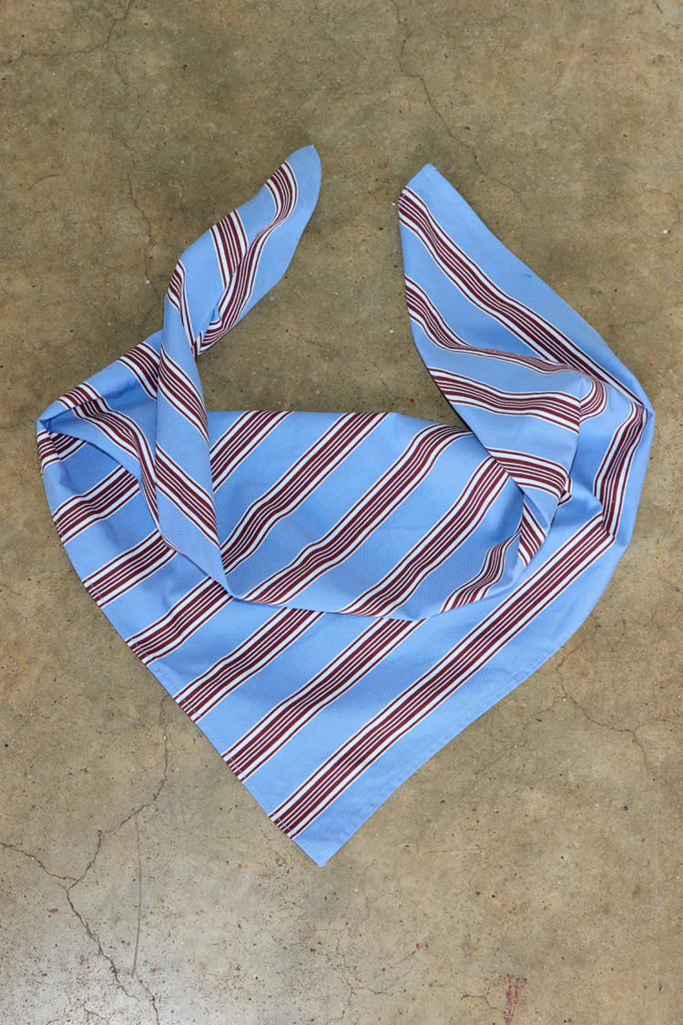 Blue Cotton Stripe Bandana - Image 4