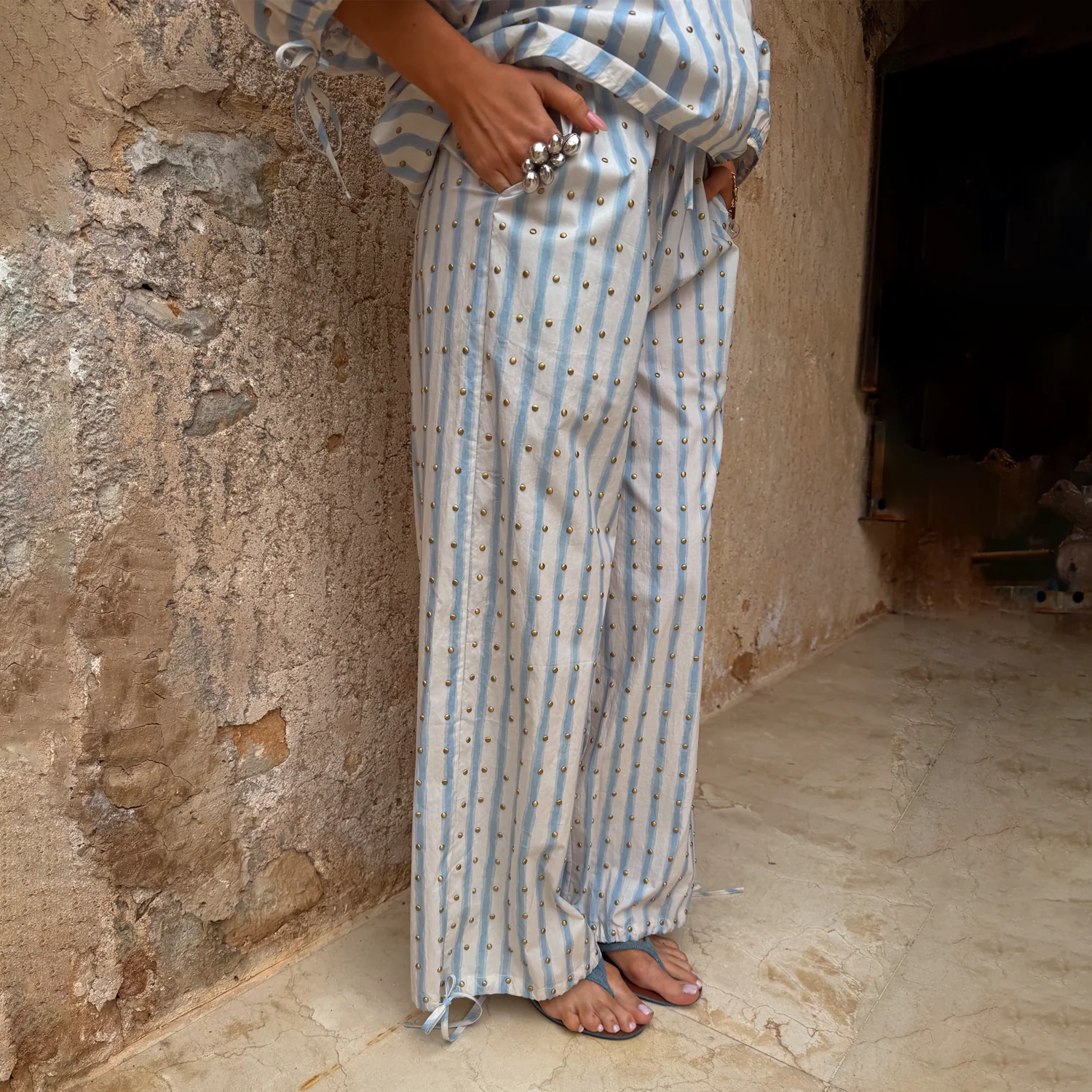 Blue Stripe Balloon Trouser