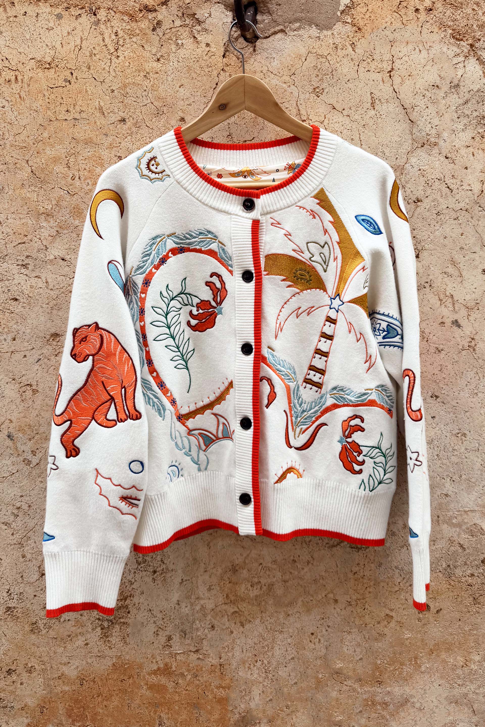 Cream Cheryl Cardigan in Tigress Print - Image 8