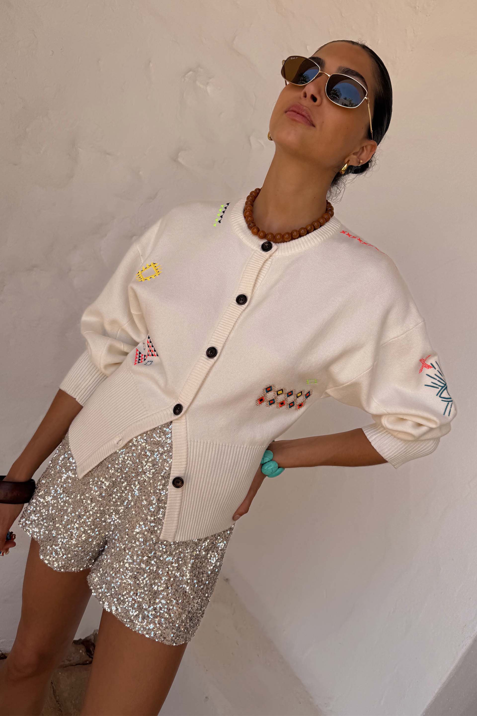 Cream Neon Embroidered Darcy Cardigan - Image 2