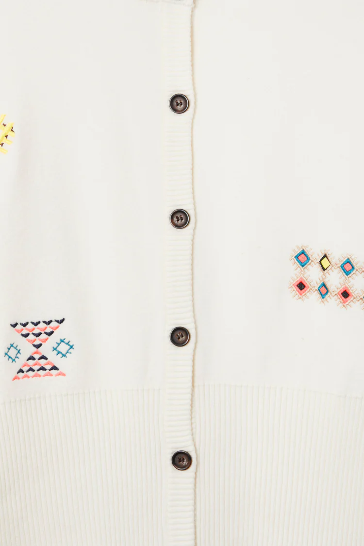 Cream Neon Embroidered Darcy Cardigan - Image 9