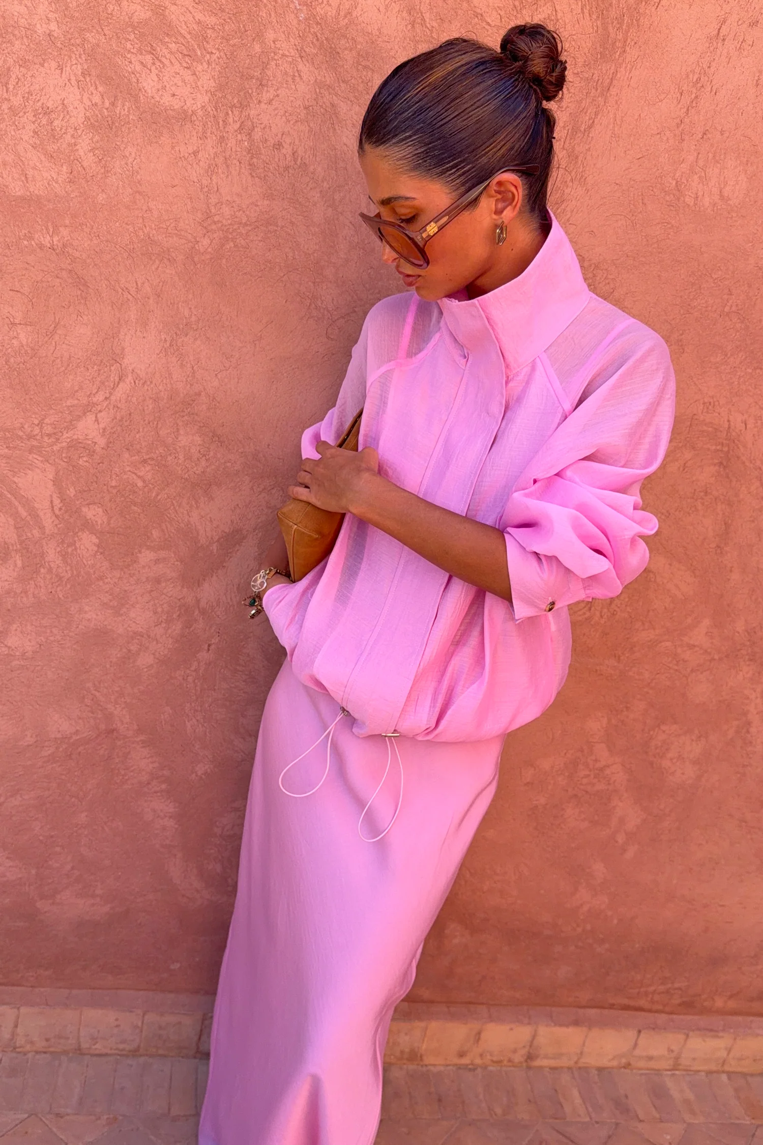 Pink Organza Funnel Jacket - Image 3