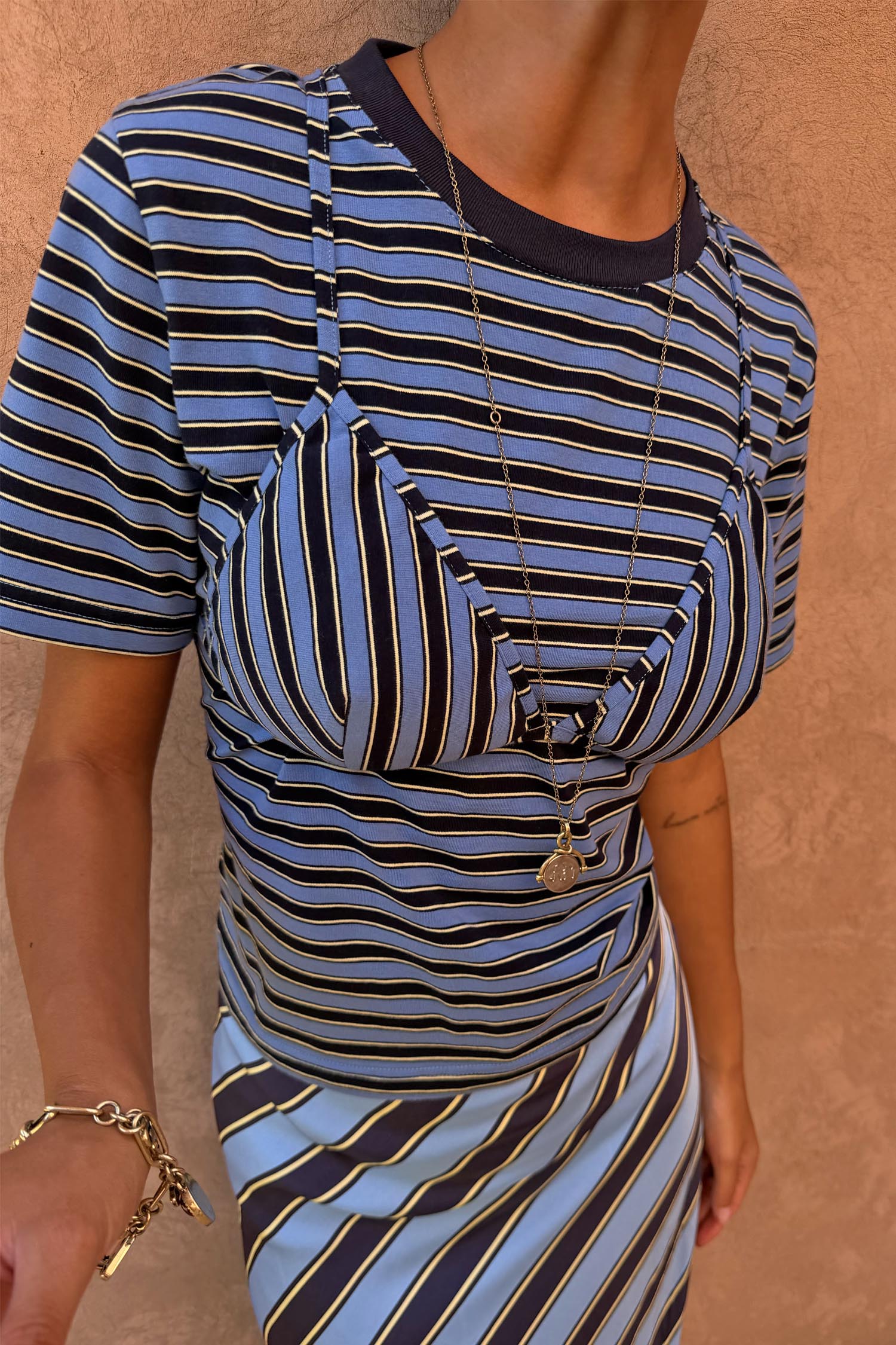 Stripe Baby T-Shirt With Bra Detail - Image 2