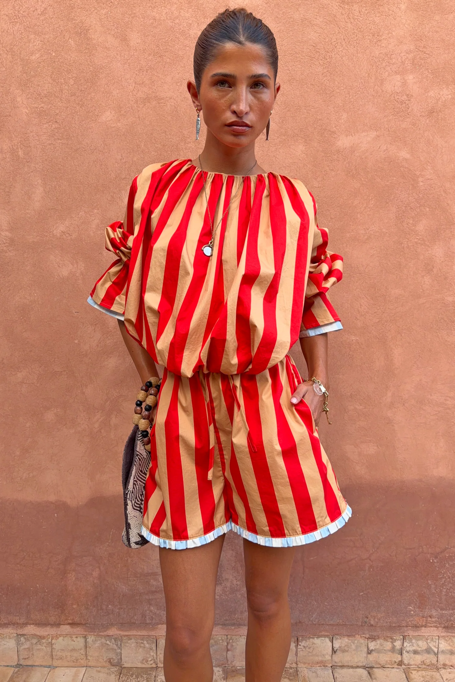 Tomato Stripe Ellie Shorts - Image 3