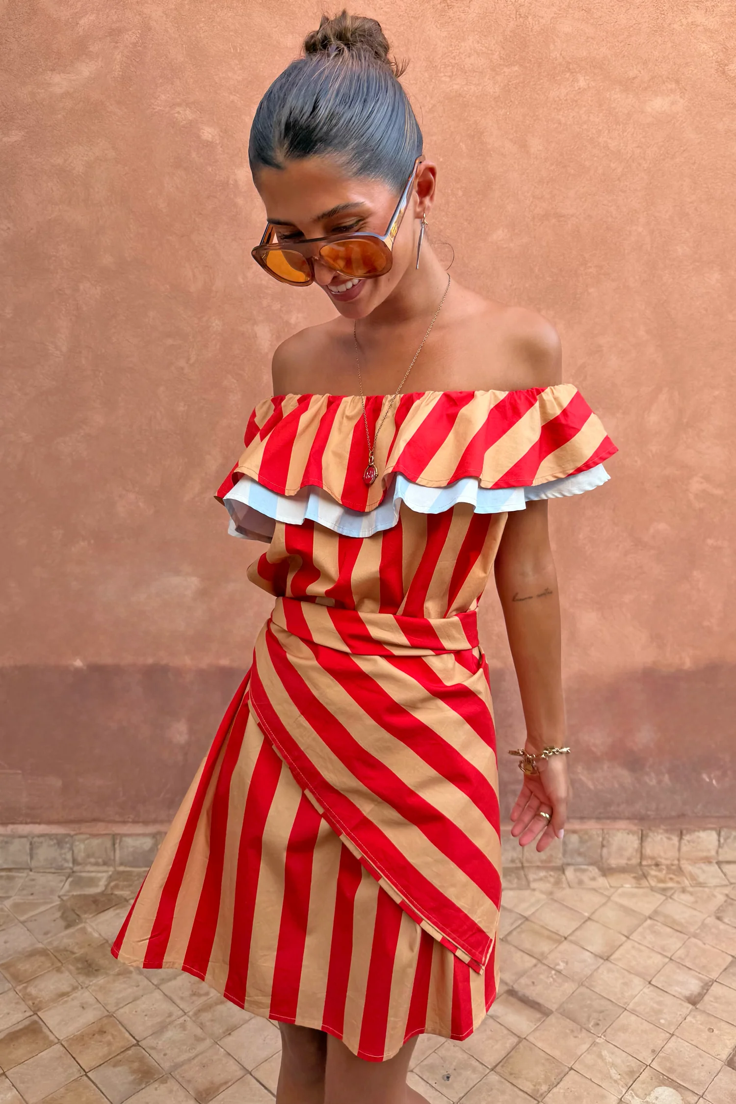 Tomato Stripe Mini Dress - Image 3